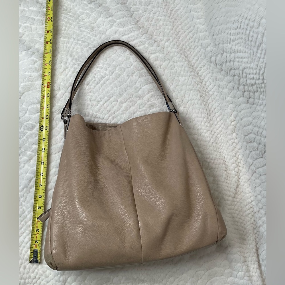 Coach Edie 31 Pebbled Leather Satchel – Neutral Taupe - Picture 13 of 16